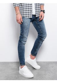 Ombre Clothing - Spodnie jeansowe męskie SLIM FIT P1023 - niebieskie - XL. Okazja: na co dzień. Kolor: niebieski. Materiał: jeans. Styl: casual, klasyczny #5