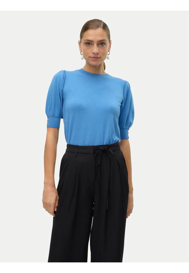 Vero Moda Bluzka Hollykaris 10310577 Niebieski Regular Fit. Kolor: niebieski. Materiał: syntetyk, wiskoza