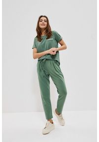 MOODO - Spodnie dresowe z wiązaniem. Kolor: zielony. Materiał: dresówka #1