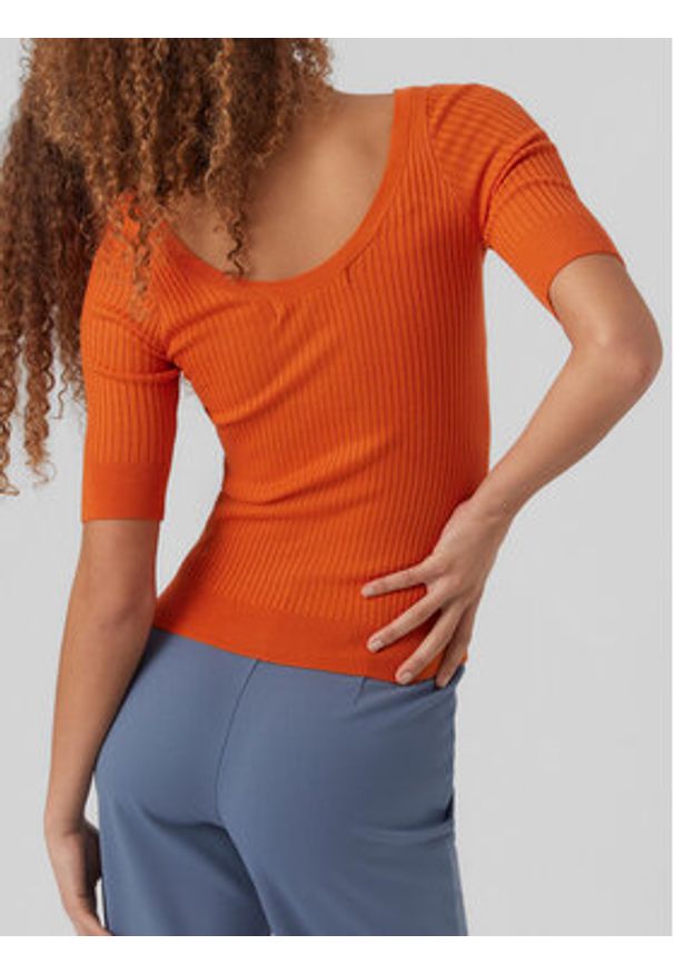 Vero Moda Sweter Estela 10277850 Pomarańczowy Slim Fit. Kolor: pomarańczowy. Materiał: syntetyk