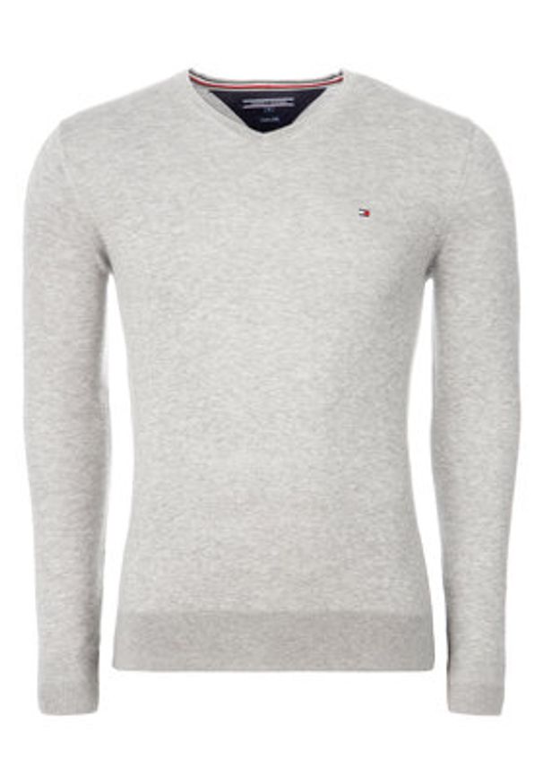 TOMMY HILFIGER - Tommy Hilfiger Sweter MW0MW04979 Szary Regular Fit. Kolor: szary. Materiał: bawełna