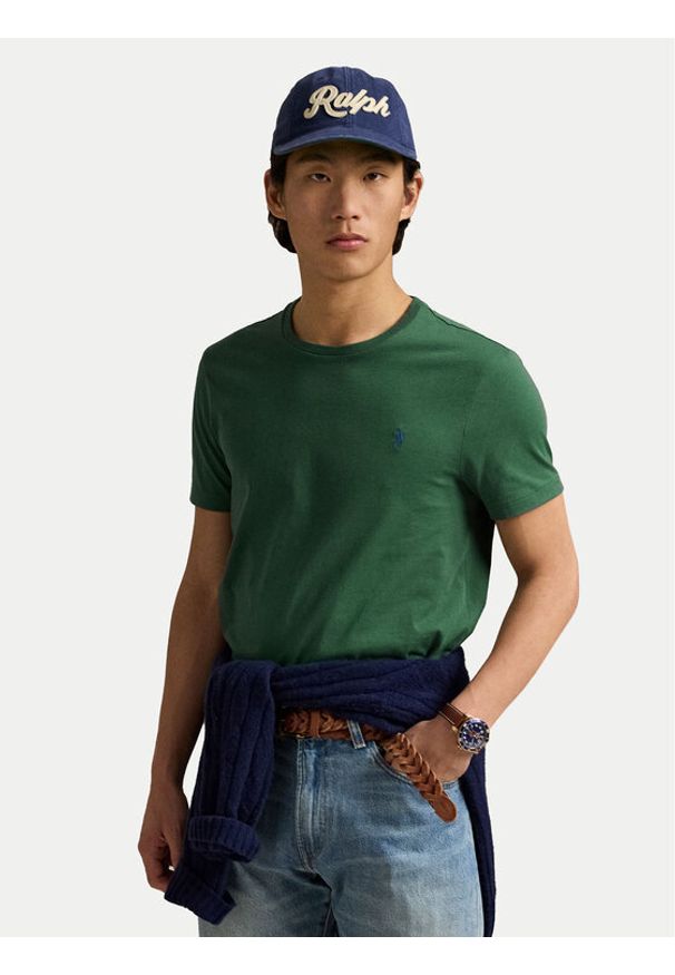 Polo Ralph Lauren T-Shirt 710671438425 Zielony Custom Slim Fit. Typ kołnierza: polo. Kolor: zielony. Materiał: bawełna
