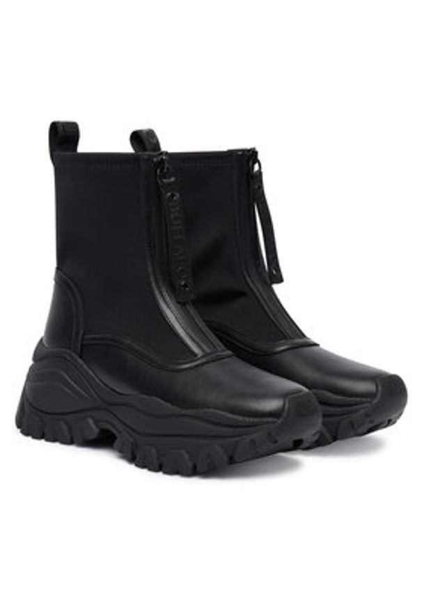 Buffalo Botki Lola Front Zip 1270140 Czarny. Kolor: czarny. Materiał: skóra