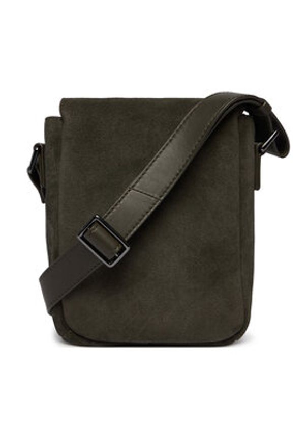 TOMMY HILFIGER - Tommy Hilfiger Saszetka Metal Logo Suede Crossbody Bag AM0AM14262 Zielony. Kolor: zielony. Materiał: skóra, zamsz