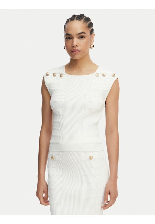 Guess Bluzka W5YR12 Z0130 Biały Regular Fit. Kolor: biały. Materiał: syntetyk