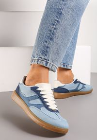 Renee - Niebieskie Sneakersy Tenisówki Ozdobione Wstawkami Ysalesa. Kolor: niebieski. Wzór: aplikacja