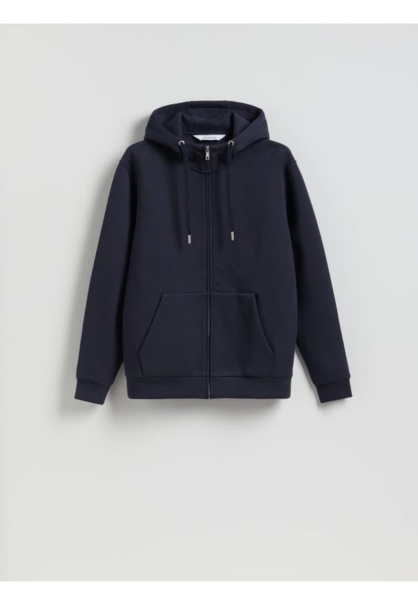 Reserved - Bluza z kapturem - granatowy. Typ kołnierza: kaptur. Kolor: niebieski. Materiał: dzianina, bawełna