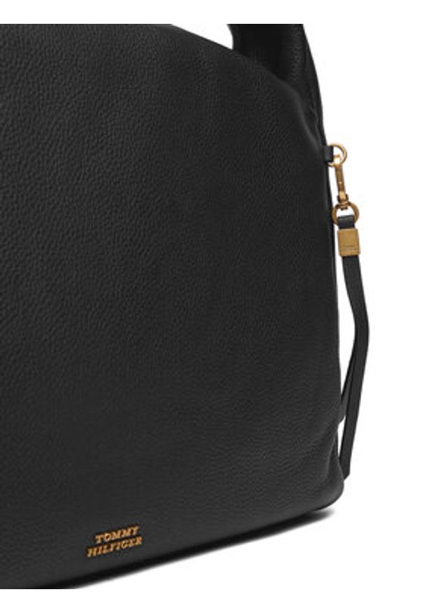 TOMMY HILFIGER - Tommy Hilfiger Torebka City Leather Hobo AW0AW18285 Czarny. Kolor: czarny. Materiał: skórzane