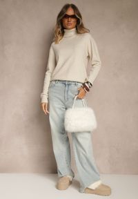 Renee - Beżowy Golf z Wełną i Wiskozą Olmeze. Typ kołnierza: golf. Kolor: beżowy. Materiał: wełna, wiskoza. Styl: klasyczny #3