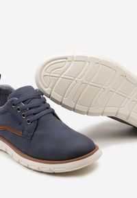 Born2be - Granatowe Buty Sportowe w Stylu Casual z Ozdobnymi Lamówkami Belilena. Okazja: na co dzień. Zapięcie: sznurówki. Kolor: niebieski. Materiał: bawełna