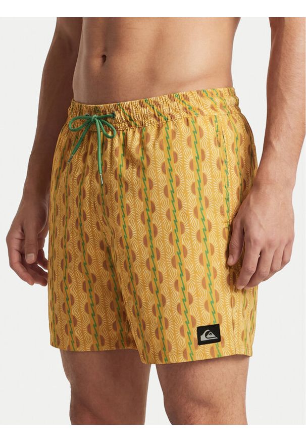 Quiksilver Szorty kąpielowe Stretch Printed Volley 16 EQYJV04217 Żółty Regular Fit. Kolor: żółty. Materiał: syntetyk
