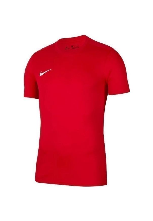 Nike - Męska Koszulka Z Krótkim Rękawem Dry Park VII. Kolor: czerwony. Długość rękawa: krótki rękaw. Długość: krótkie. Sport: turystyka piesza
