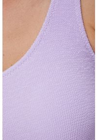 Pieces jednoczęściowy strój kąpielowy Vivian kolor fioletowy lekko usztywniona miseczka. Kolor: fioletowy. Materiał: dzianina #4