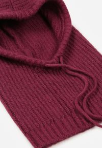 Born2be - Ciemnofioletowa Czapka Kominiarka z Wełną o Kroju Kaptura z Kominem Linezra. Kolor: fioletowy. Materiał: wełna. Styl: casual, elegancki #5