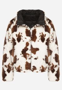 Born2be - Czarna Dwustronna Pikowana Kurtka z Futerkiem w Łaty Meviatella. Okazja: na co dzień. Kolor: czarny. Materiał: futro. Styl: casual, klasyczny #2