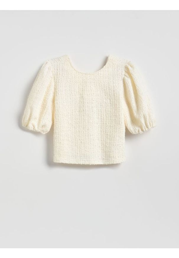 Reserved - Bluzka z cekinami - złamana biel. Materiał: dzianina, bawełna