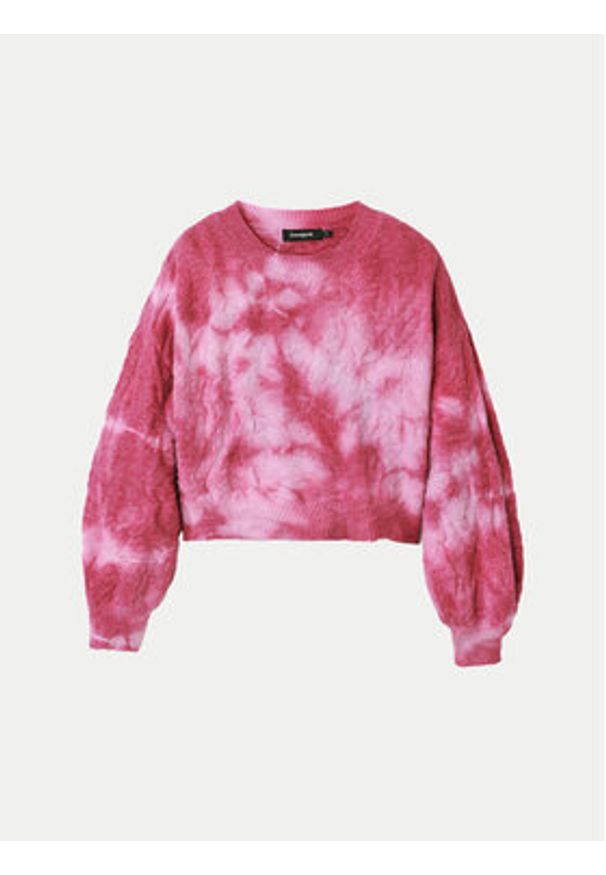 Desigual Sweter Victoria 24WWJF17 Różowy Relaxed Fit. Kolor: różowy. Materiał: syntetyk