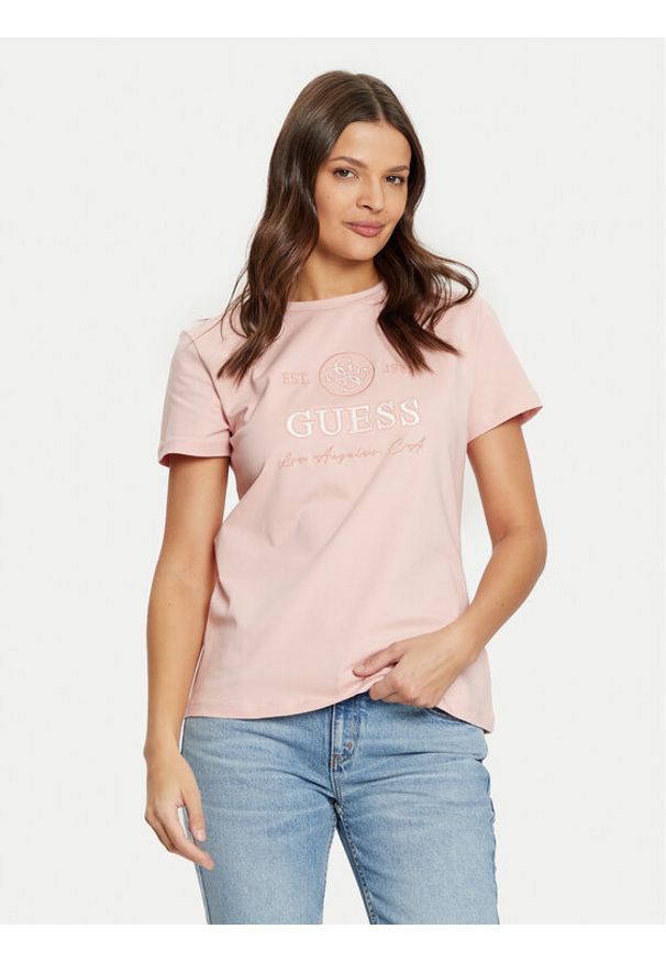 Guess T-Shirt V5RI05 J1314 Różowy Regular Fit. Kolor: różowy. Materiał: bawełna