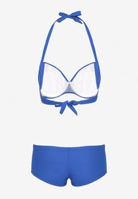 Renee - Niebieskie Bikini z Usztywnianymi Miseczkami Ozdobione Marszczeniem Juleviana. Kolor: niebieski. Materiał: len. Wzór: aplikacja
