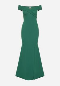 Born2be - Zielona Koktajlowa Sukienka z Hiszpańskim Dekoltem Erpollia. Okazja: na imprezę. Kolor: zielony. Styl: wizytowy #2