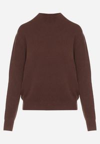 Born2be - Brązowy Sweter z Wełną i Wiskozą o Prostym Fasonie z Półgolfem Giolera. Okazja: na spotkanie biznesowe, do pracy, na co dzień. Kolor: brązowy. Materiał: wełna, wiskoza. Długość rękawa: długi rękaw. Długość: długie. Styl: biznesowy, casual, elegancki
