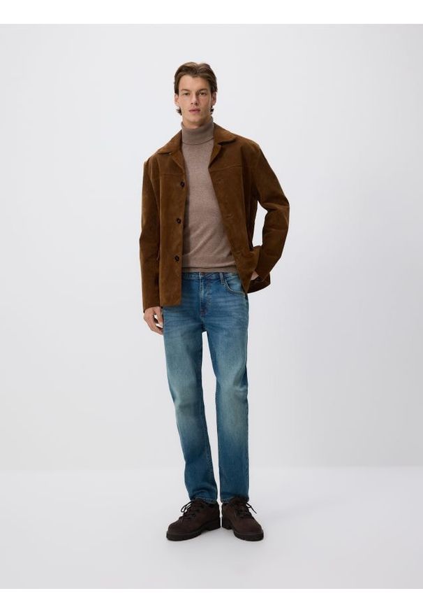 Reserved - Jeansy slim z efektem sprania - indigo jeans