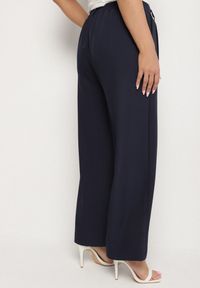 Born2be - Granatowe Szerokie Spodnie z Wysokim Stanem Dolalissa. Okazja: na co dzień. Stan: podwyższony. Kolor: niebieski. Styl: elegancki, casual #7