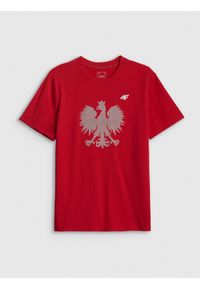 4f - 4F Koszulka kibica męska - czerwona XXL. Kolor: czerwony. Materiał: materiał, bawełna, dzianina. Wzór: nadruk. Styl: sportowy #1