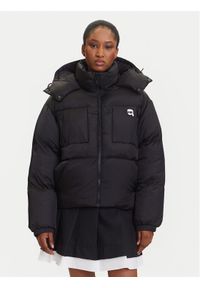 Karl Lagerfeld - KARL LAGERFELD Kurtka zimowa A3W15020 Czarny Regular Fit. Typ kołnierza: dekolt w karo. Kolor: czarny. Materiał: syntetyk. Sezon: zima