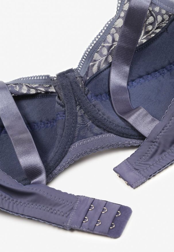 Renee - Niebieski Koronkowy Biustonosz z Regulowanymi Ramiączkami i Usztywnionymi Miseczkami Vikiitole. Kolor: niebieski. Materiał: koronka