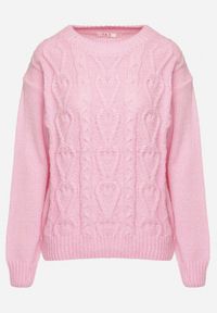 Born2be - Różowy Sweter z Wełną Ściągaczem i Tłoczeniem Riavonnae. Okazja: na co dzień. Kolor: różowy. Materiał: wełna. Styl: wizytowy, klasyczny, casual, elegancki #3