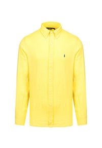 Polo Ralph Lauren - Koszula POLO RALPH LAUREN CUBDPPCS. Typ kołnierza: polo. Kolor: żółty. Materiał: len. Sezon: lato