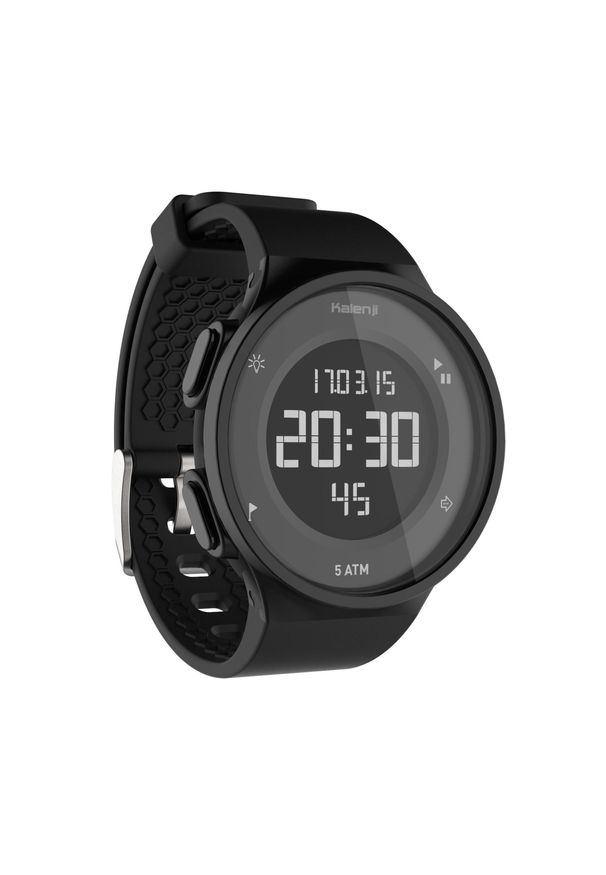 KALENJI - Zegarek do biegania W500 M reverse czarny. Rodzaj zegarka: cyfrowe. Kolor: czarny