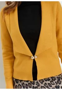 Sweter rozpinany bonprix ciemnożółto-złocisty. Kolor: złoty. Materiał: materiał, bawełna, poliamid #2