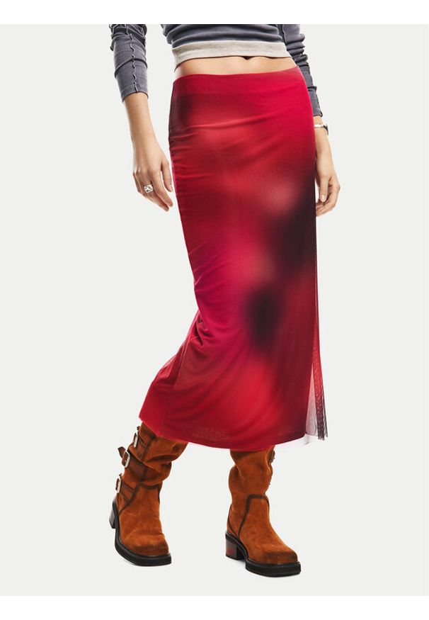Desigual Spódnica ołówkowa Asmee 26SWFK02 Czerwony Slim Fit. Kolor: czerwony. Materiał: syntetyk