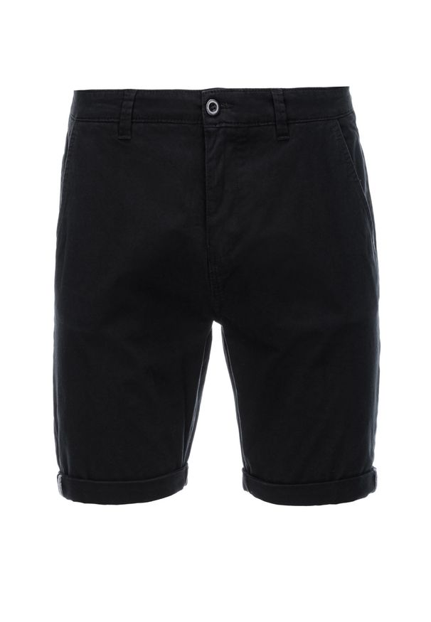 Ombre Clothing - Spodenki męskie chino - czarne V12. Kolor: czarny. Materiał: elastan, bawełna. Długość: krótkie. Sezon: lato