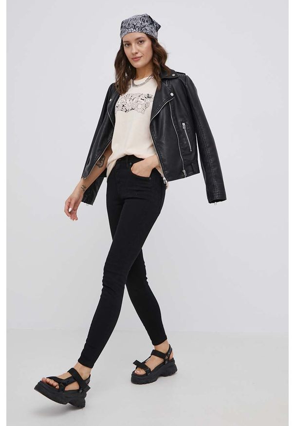 Levi's® - Levi's T-shirt bawełniany kolor pomarańczowy. Okazja: na co dzień, na spotkanie biznesowe. Kolor: pomarańczowy. Materiał: bawełna. Wzór: nadruk. Styl: biznesowy, casual