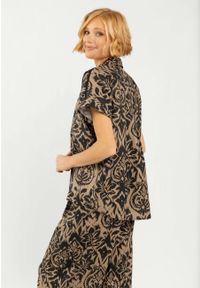 Volcano - Koszulowa bluzka C-SAFI. Okazja: do pracy. Materiał: koronka, bawełna, materiał. Długość rękawa: krótki rękaw. Długość: krótkie. Wzór: koronka, aplikacja. Styl: klasyczny, elegancki #1