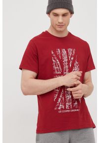 Lee Cooper t-shirt bawełniany kolor bordowy z nadrukiem. Kolor: czerwony. Materiał: bawełna. Wzór: nadruk
