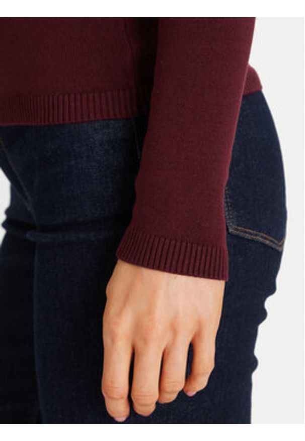 Morgan Sweter 252-MBANOU Bordowy Slim Fit. Kolor: czerwony. Materiał: wiskoza