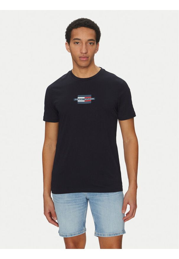TOMMY HILFIGER - Tommy Hilfiger T-Shirt Flag Box MW0MW38636 Granatowy Regular Fit. Kolor: niebieski. Materiał: bawełna