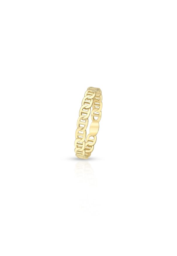 W.KRUK - Pierścionek złoty łańcuch. Materiał: złote. Kolor: złoty. Wzór: ażurowy, ze splotem, aplikacja