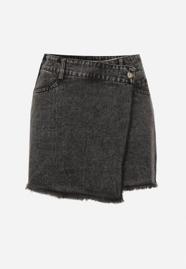 Born2be - Czarne Jeansowe Spódnico-Spodenki Jeansowe z Bawełny z Wysokim Stanem Neliatha. Okazja: na co dzień. Stan: podwyższony. Kolor: czarny. Materiał: bawełna, jeans. Długość: krótkie. Styl: wizytowy, elegancki, casual