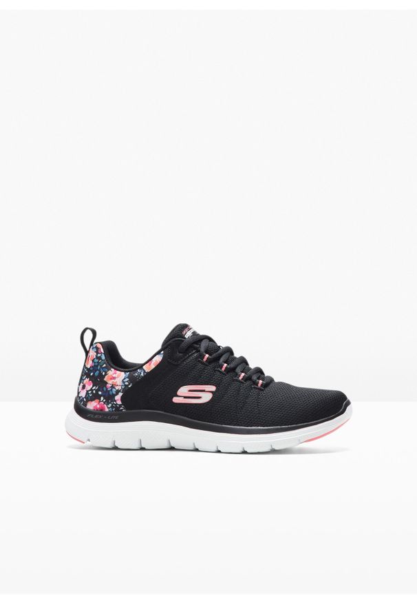 bonprix - Sneakersy Skechers z pianką memory. Kolor: czarny. Wzór: kwiaty