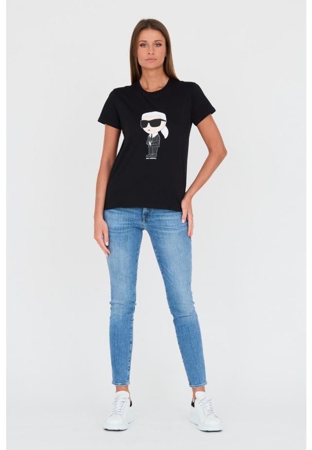 Karl Lagerfeld - KARL LAGERFELD Czarny t-shirt Karl. Kolor: czarny