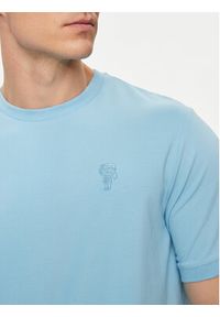 Karl Lagerfeld - KARL LAGERFELD T-Shirt 755055 542221 Niebieski Regular Fit. Typ kołnierza: dekolt w karo. Kolor: niebieski. Materiał: bawełna #4