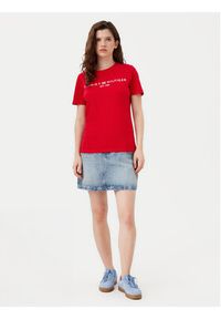 TOMMY HILFIGER - Tommy Hilfiger T-Shirt WW0WW40276 Czerwony Regular Fit. Kolor: czerwony. Materiał: bawełna