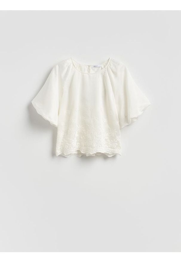 Reserved - Bluzka z lyocellem - biały. Kolor: biały. Materiał: tkanina