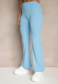 Renee - Niebieskie Spodnie Dzwony Legginsy High Waist Onellin. Okazja: na co dzień, na uczelnię. Stan: podwyższony. Kolor: niebieski. Styl: retro, elegancki, casual #4