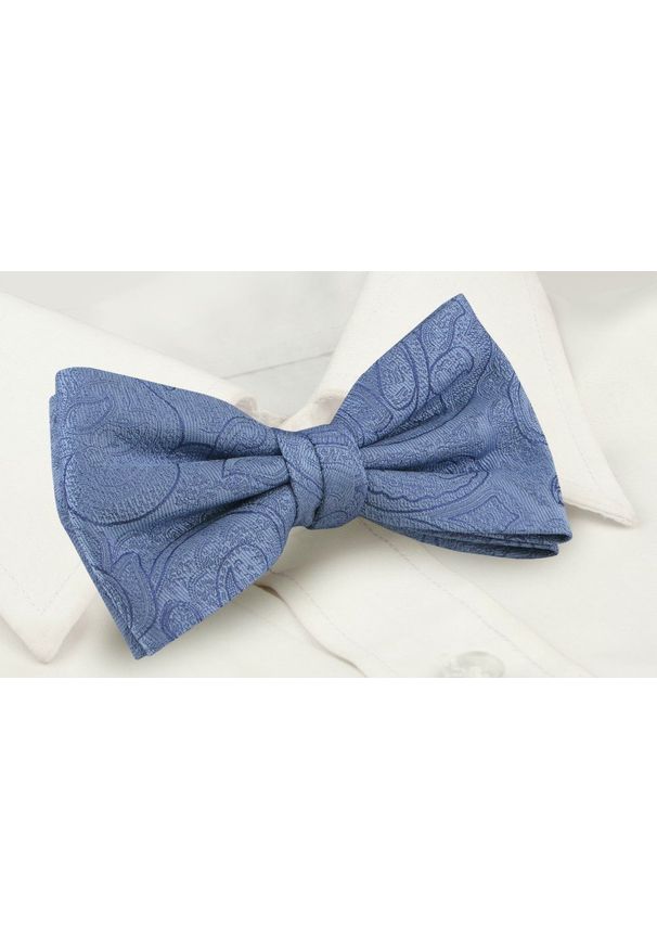 Mucha Męska z Poszetką - Chattier - Niebieska, Delikatny Wzór. Kolor: niebieski. Styl: sportowy, elegancki